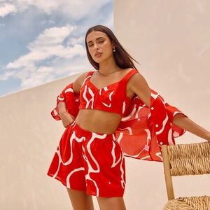 Sabo Skirt 3 Piece Set - Seona Top, Seona Shorts, Dien Top - Size XXS